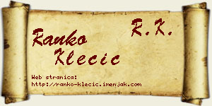Ranko Klecić vizit kartica